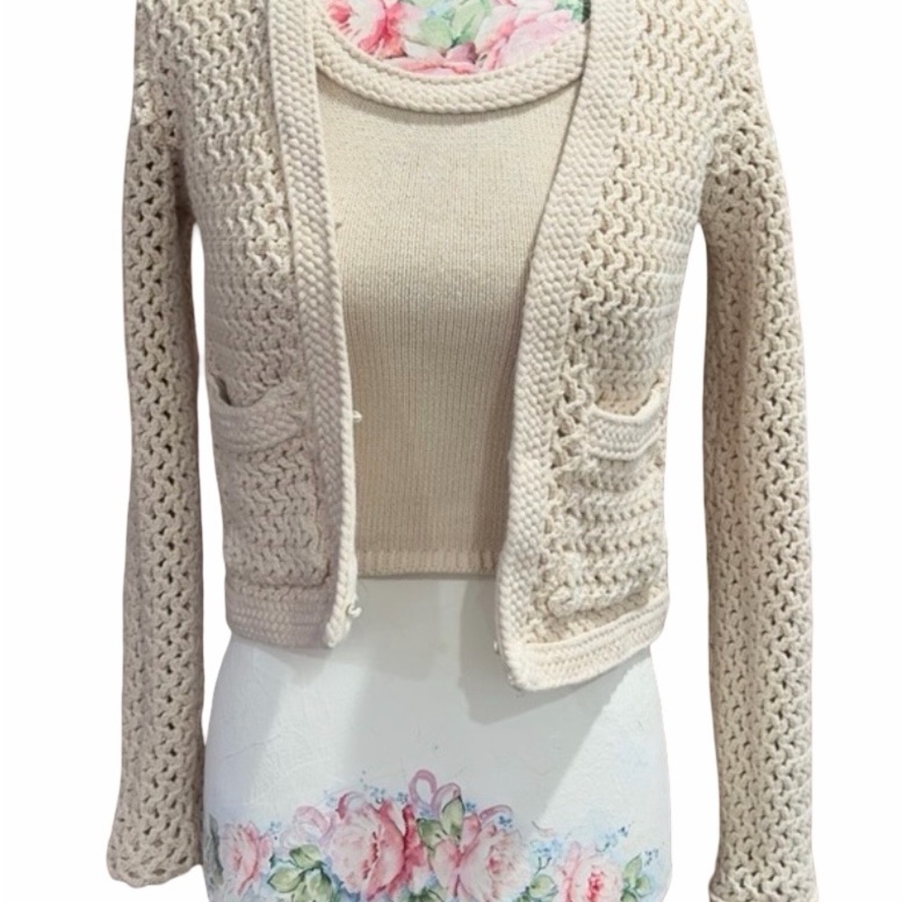 Joie Cream Open-Knit Sweater With scoop neck tank size large